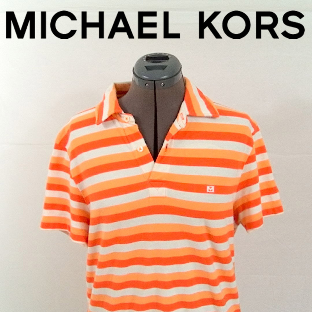 Michael Kors Orange and White Polo Shirt